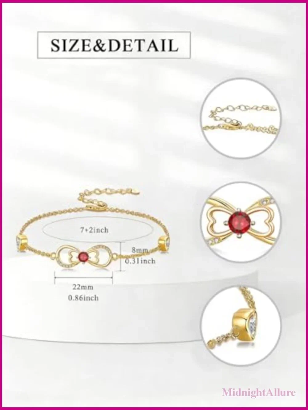 18K Gold Plated Infinity Birthstone Bracelet Link
